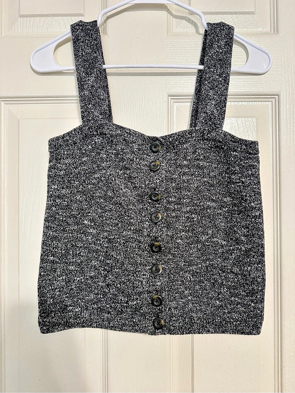 Madewell Button-Up Sweater Tank in Black & White Small